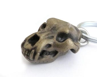 Sale Item - Cave Bear Ursus speleus Skull Keychains with Brass Finish