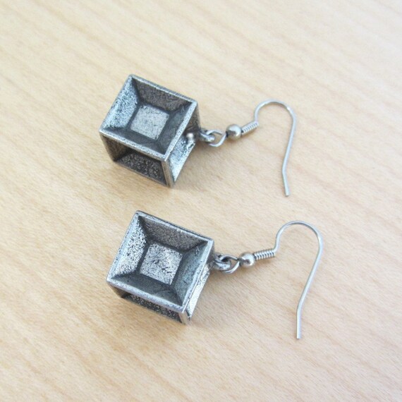 Tesseract Earrings - Hypercube Earrings, 4-dimens… - image 2