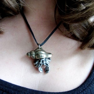 Hermit Crab Necklace - Hermit Crab Pendant, Marine Biology, Nautical Jewelry