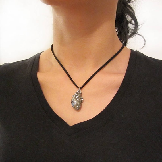 Human Heart Anatomy Necklace - Cardiology Pendant, Anatomical Jewelry
