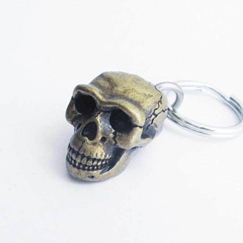 Sale Item - Homo Erectus Skull Keychain with Brass Finish image 2
