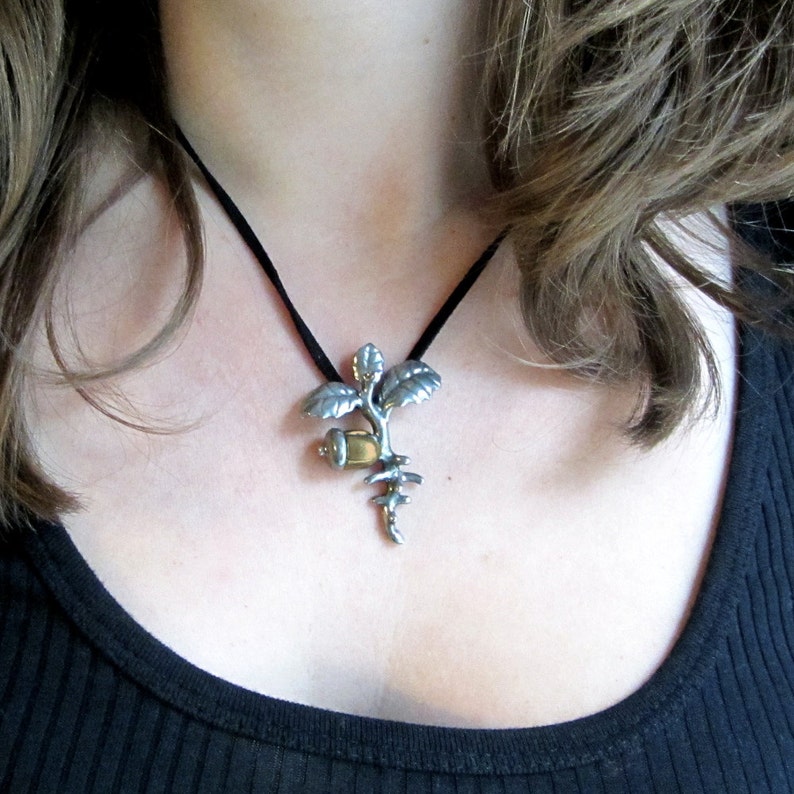 Oak Tree Necklace Seedling Pendant Botany Jewelry Etsy
