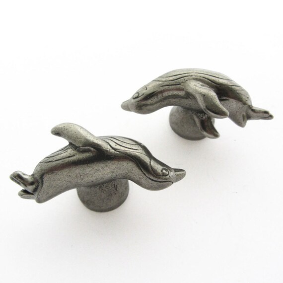 Rorqual Cetacean Cabinet Knobs Nautical Humpback Whale Drawer Pull Set