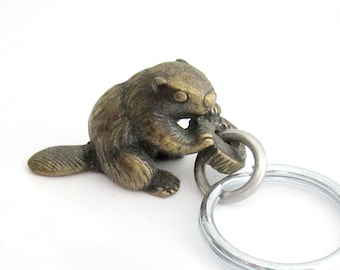 Sale Item - Beaver Keychain with Brass Finish
