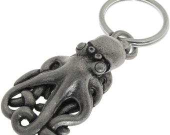 Octopus Keychain - Cephalopod Keychain, Octopus Jewelry, Marine Biology Keychain