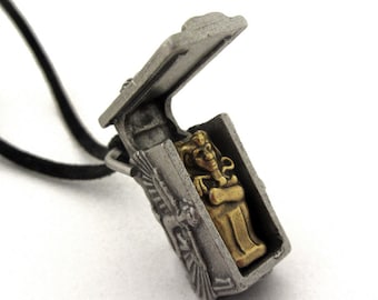 Overpriced Ancient Egyptian Sarcophagus Pewter Necklace