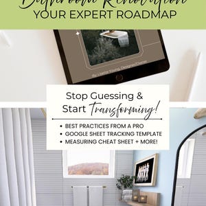 DIY Bath Design Renovation Planner Guide PDF + The Exclusive Material & Fixture Tracker Google Sheet