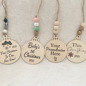 Christmas Wooden Ornaments For Families, Baby&#39;s First, Newlyweds, New Home Christmas.