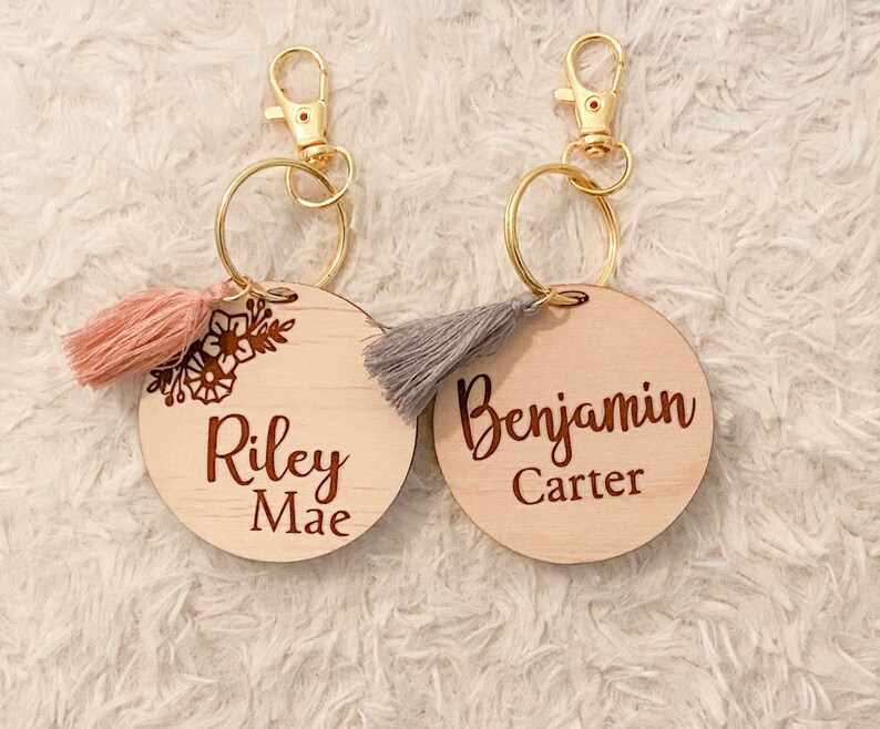 Wood Name Tags Keychain for Diaper Bags Handbags Etsy