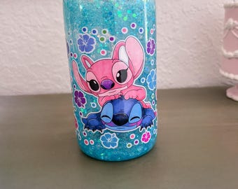 Stitch And Angel Acrylic Snow Globe Tumbler