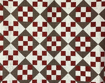 Large Throw Quilt | Red/Brown  | Old School