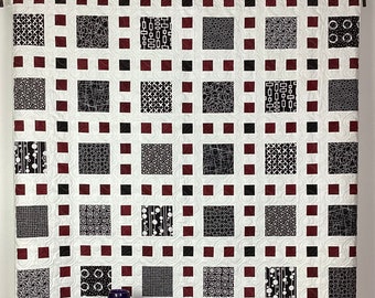 New! Queen Quilt | Black and White | Love's Lines, Circles and Angles