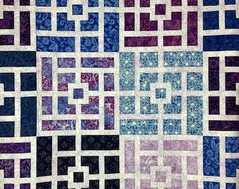 Queen Quilt | Blue & Purple Batiks | Iris Garden