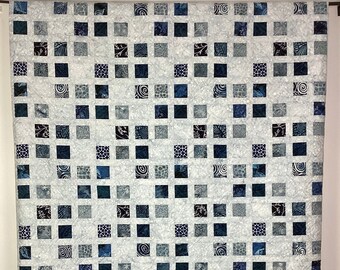 New! Queen Quilt | Blue Batiks | Winter Ice