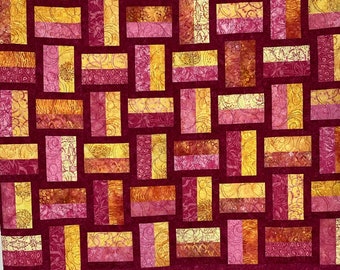 Batik Quilt | Double/Full | Pink/Yellow | Raspberry Lemonade