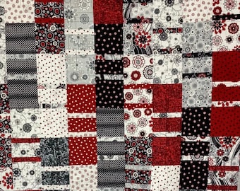 Modern Quilt | Double/Full | Black/Red/Grey/White |  Paparazzi