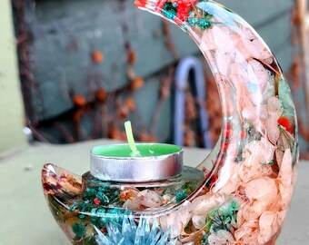 Fairycore Cottagecore decor * epoxy resin tea light holder