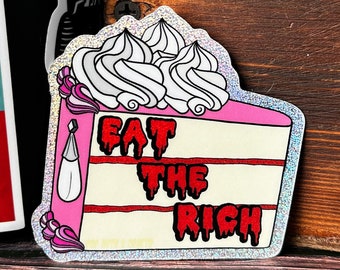 Eat The Rich Shiny Sticker, Marie Antoinette Inspired Vinyl Sticker, Sassy Laptop Stickers, Political Art Waterbottle Sticker