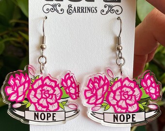 Nope Earrings, Botanical Earrings, Quirky Earrings, Funny Earrings