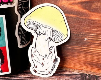 Death Cap Mushroom Sticker, Mycology Vinyl Sticker, Forest Witch Laptop Stickers, Fairy Core Waterbottle Sticker