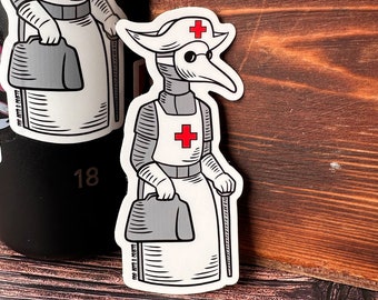 Plauge Nurse Sticker, Medical Student Gift, Plague Mask Vinyl Sticker, Black Plague Laptop Stickers, Bubonic Plague Waterbottle Sticker