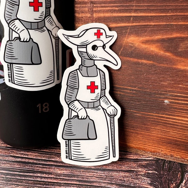 Plauge Nurse Sticker, Medical Student Gift, Plague Mask Vinyl Sticker, Black Plague Laptop Stickers, Bubonic Plague Waterbottle Sticker