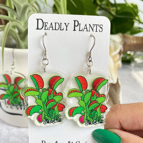 Venus Flytrap Earrings, Witchy Earrings, Dark Academia, Aesthetic Earrings, Herbology, Weird Jewelry