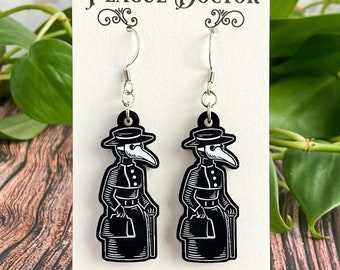 Plague Doctor Earrings, Gothic Jewelry, Medical Student Gift, Creepy Jewelry, Memento Mori Jewelry, Dark Academia Aesthetic