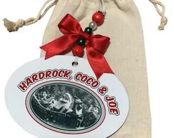 Hardrock, Coco & Joe Johnstown PA Christmas Ornament / Hanger with Muslin Storage Bag