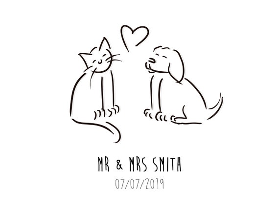 Cartes De Mariage Télécharger Des Affiches Directes Chat Chien | Etsy Canada