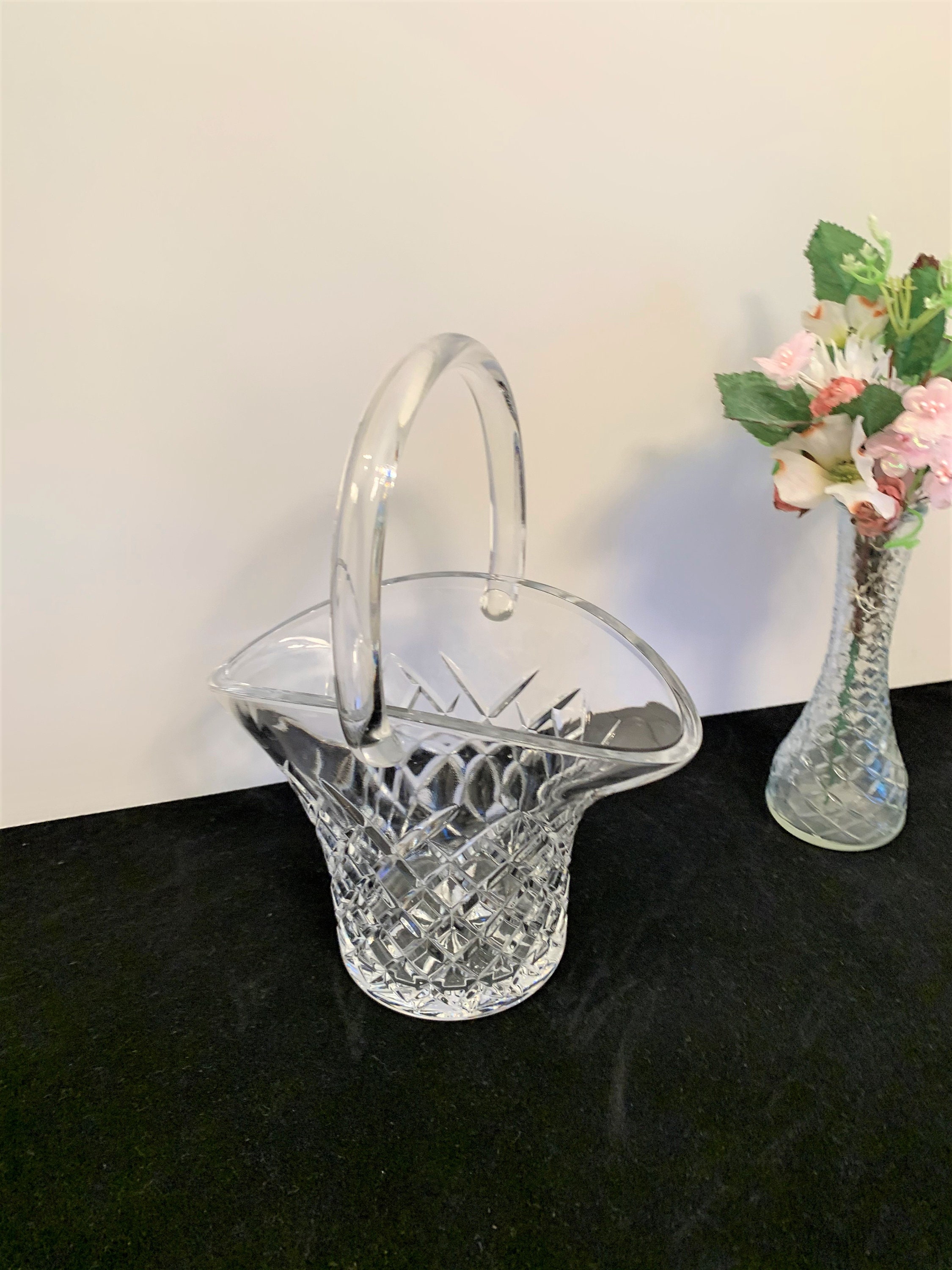 Crystal Basket with Diamond Cut Pattern Crystal Glass Easter Etsy