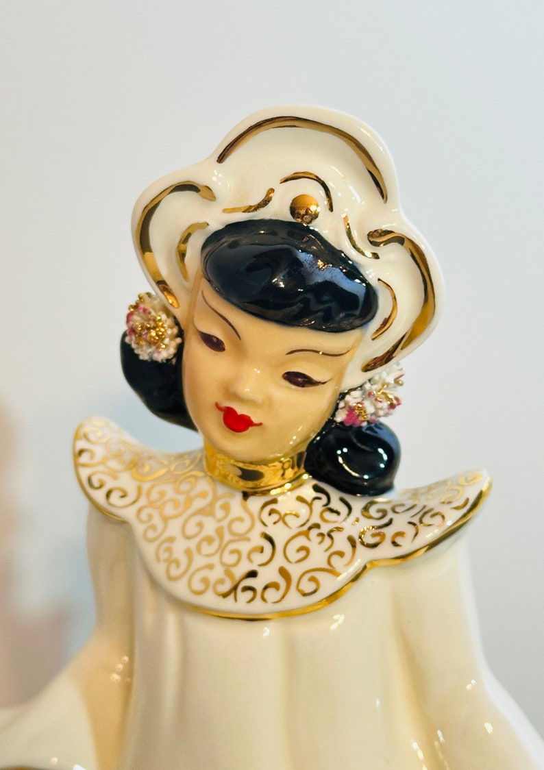 Porcelain Asian Lady by Florence Ceramics Pasadena California White