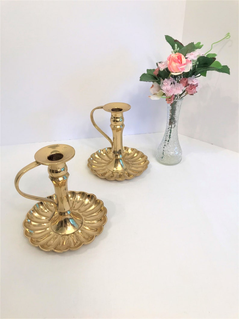 Brass Candle Holders Wedding Candle Decor Brass Chamber Etsy