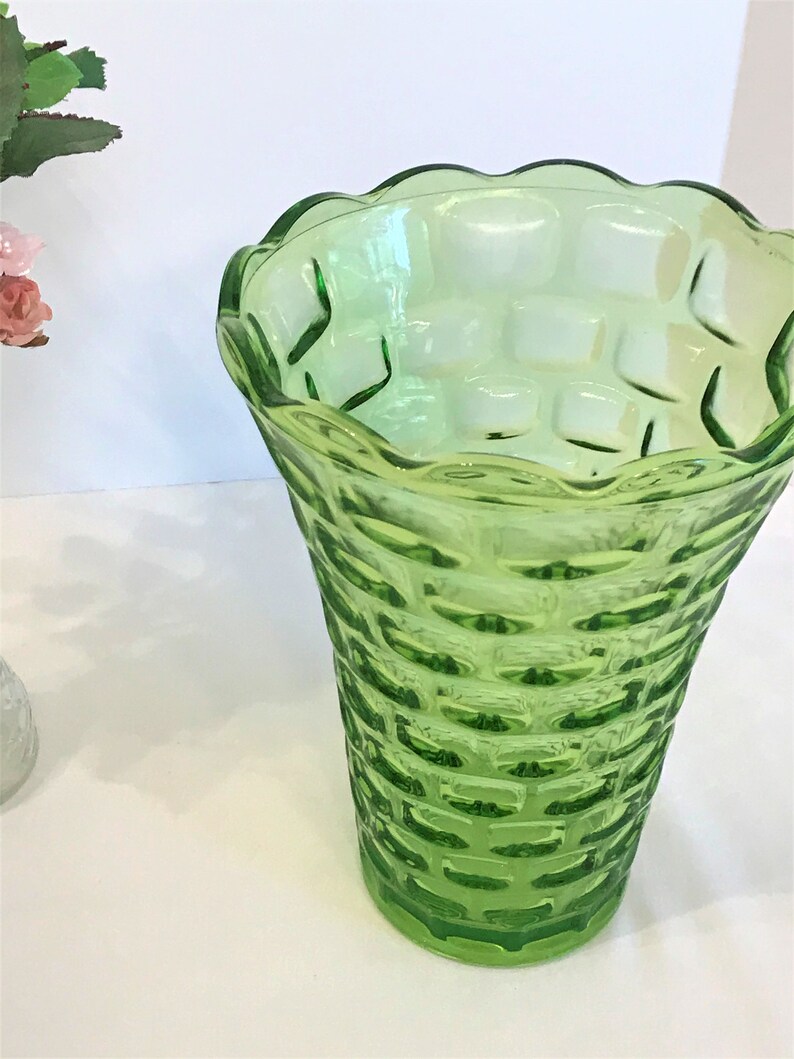 Large Green Vase Celery Green Vase Tall Green Glass Vase Etsy