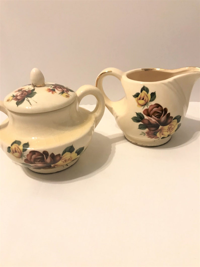 Sugar and Creamer Set Rustic Floral Kitchen Ceramic Sugar and Etsy