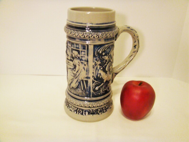 Large Beer Stein German Beer Stein Beer Mug Cobalt Blue Etsy