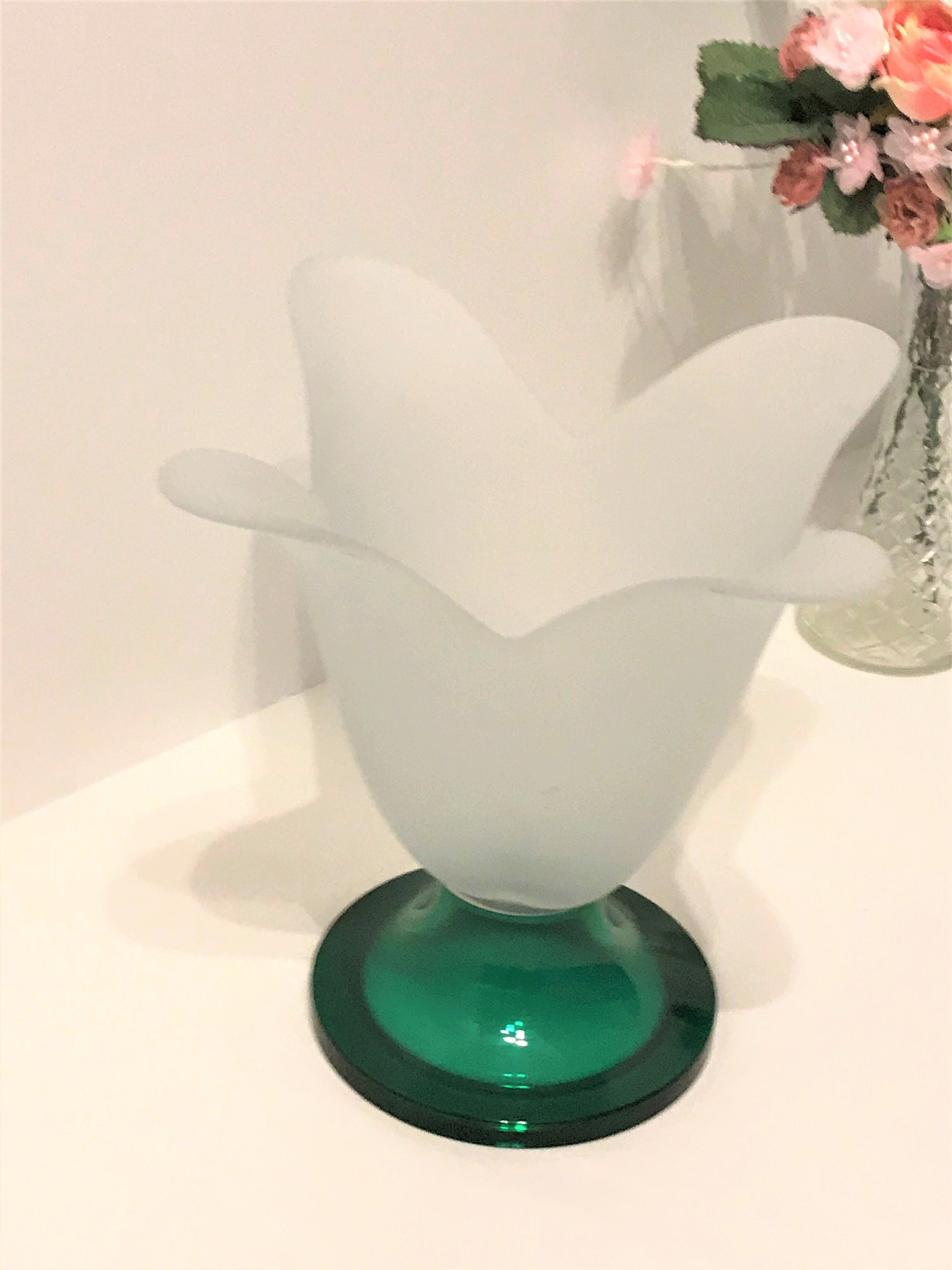 Vintage Green and Frosted Glass Vase Vintage Frosted Glass Etsy