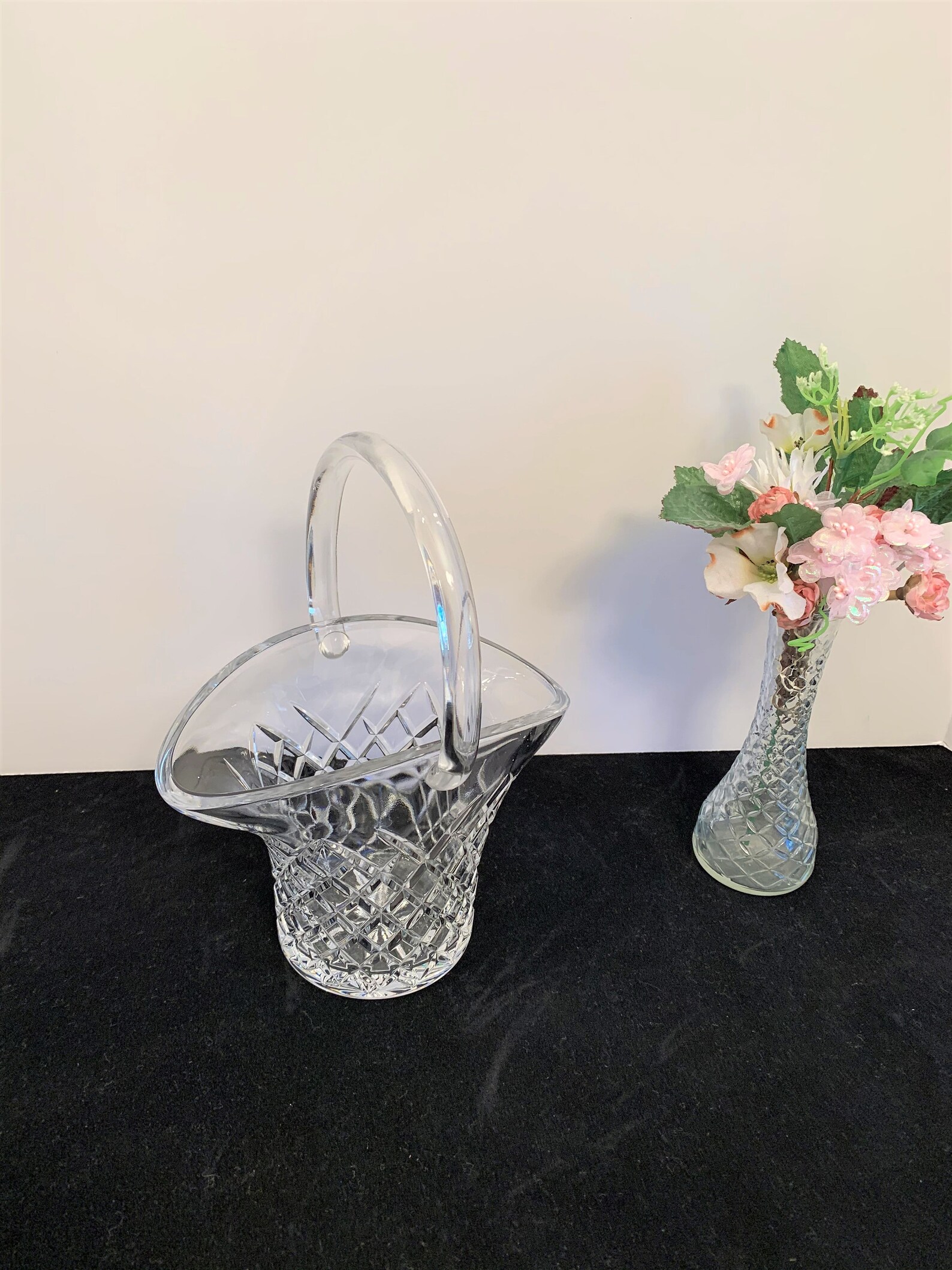 Crystal Basket With Diamond Cut Pattern Crystal Glass Easter Etsy