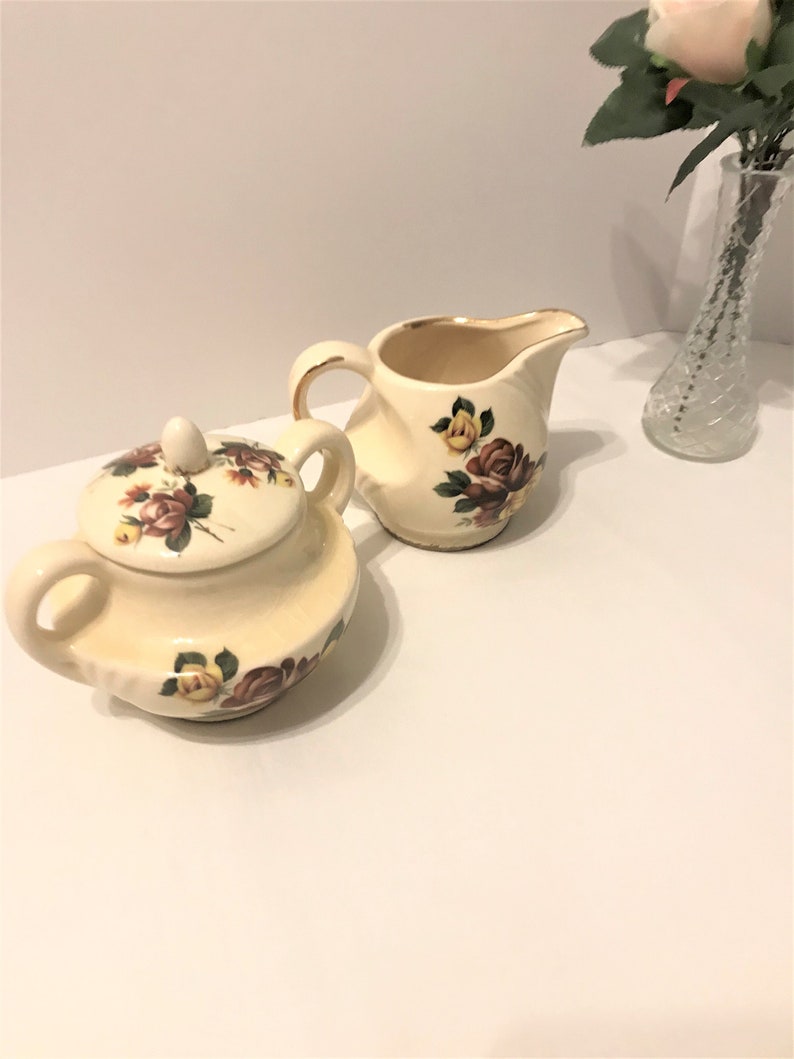 Sugar and Creamer Set Rustic Floral Kitchen Ceramic Sugar and Etsy