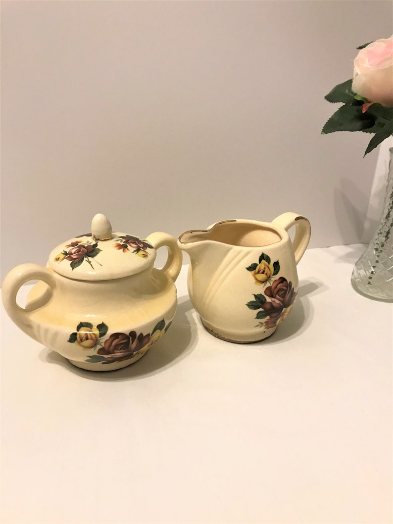 Sugar and Creamer Set Rustic Floral Kitchen Ceramic Sugar and Etsy