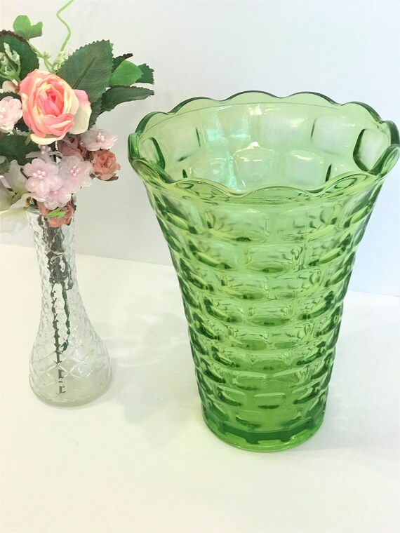 Large Green Vase Celery Green Vase Tall Green Glass Vase Etsy