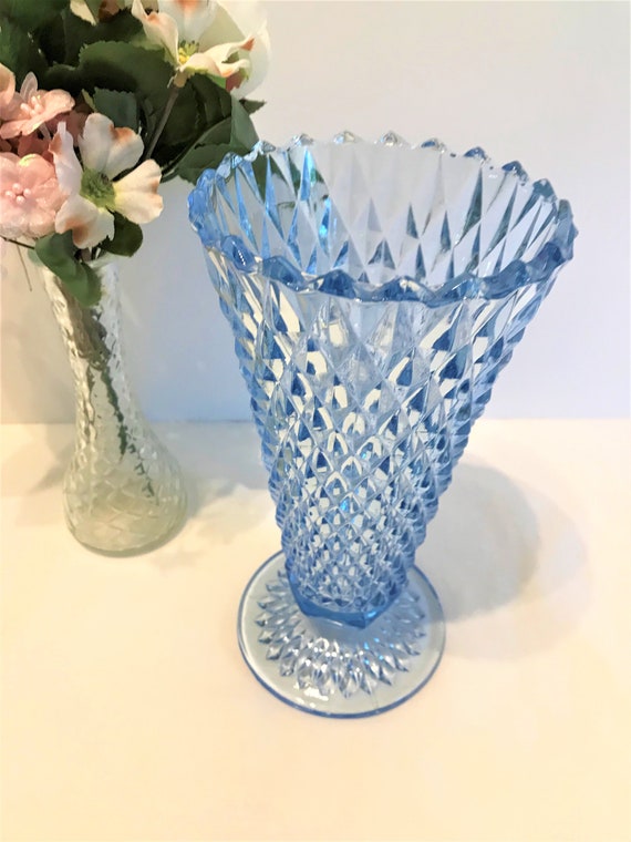 Vintage Blue Vase Indiana Glass Vase Wedding Bridal Shower Etsy