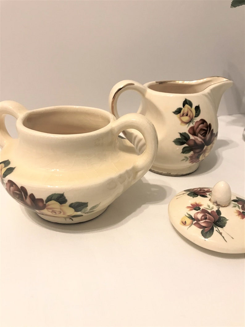 Sugar and Creamer Set Rustic Floral Kitchen Ceramic Sugar and Etsy