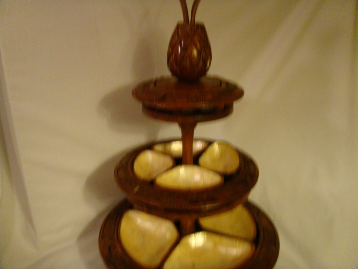 Lazy Susan Wooden Three Tier Lazy Susan Hand Carved Serving Etsy