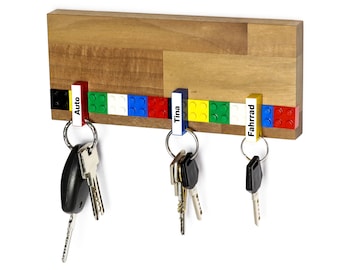 Key board wood | Key bar walnut | 5 keychains | incl. screws + dowels | SCHUBICA PLAY 201 | different colors