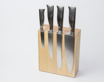 Knife Block Birch | Magnetic block up to 8 knives | Wooden block magnetic | SCHUBICA BLOQ 701 | Wood Magnet | without knife - unequipped |