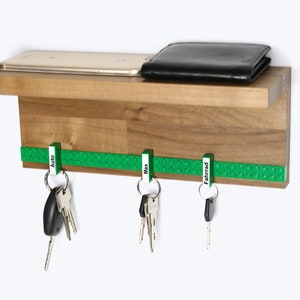 Key board wood Key rack walnut with shelf 6 keychains incl. screws dowels SCHUBICA different colors image 4