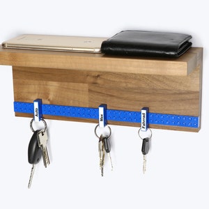 Key board wood Key rack walnut with shelf 6 keychains incl. screws dowels SCHUBICA different colors image 6