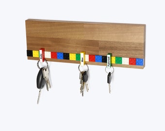 Sleutelbord hout | sleutelhanger walnoot | 6 sleutelhangers | incl. schroeven + pluggen | SCHUBICA SPEEL 202 | verschillende kleuren