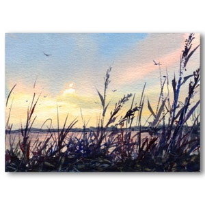 New Jersey Sand Dunes WATERCOLOR PRINT or CARD of a Painting by Linda Henry - 2 sizes - Free Mat -  Ready to Frame - Nautical Décor (#254)